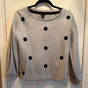 Ann Taylor Gray Polka Dot Sweatshirt